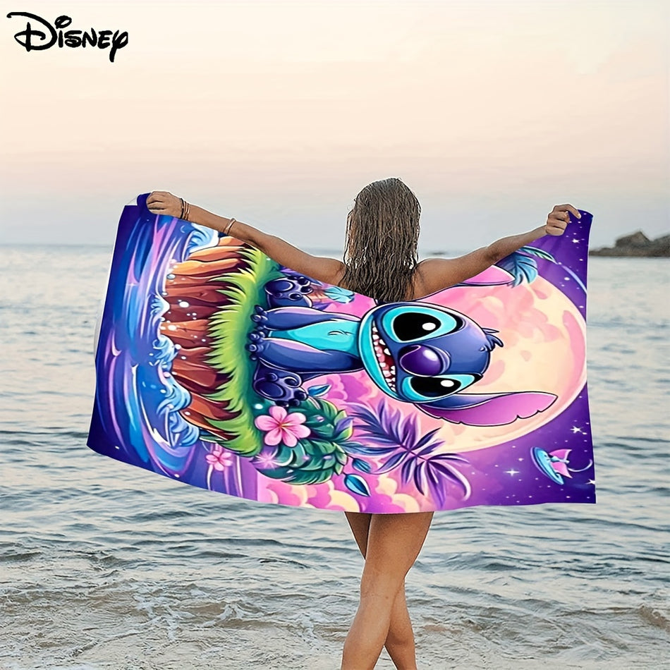 1pc Disney Stitch Beach Towel, Absorbent & Quick-drying Bath Towel, Lightweight & Super Soft Beach Blanket, For Beach Bathroom Outdoor Camping Fitness Travel, Ideal Beach Essentials