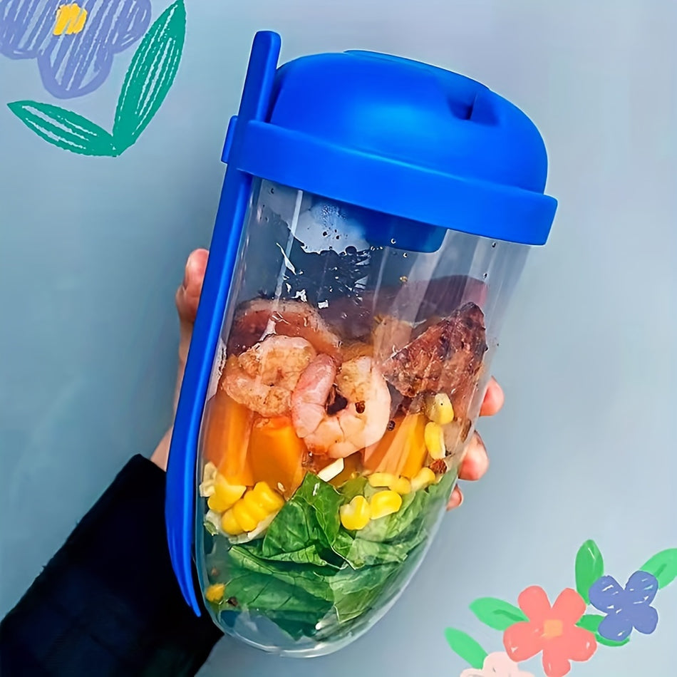 Portable Salad Cup with Spoon and Fork Lids - Healthy Meal Container - Cyprus