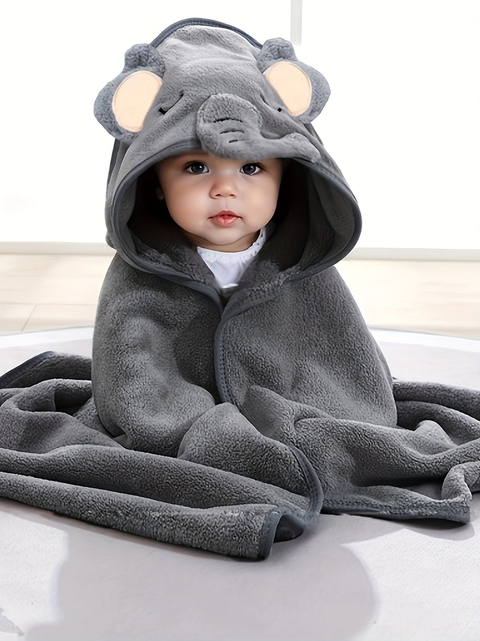 Cute Cartoon Design Baby Bath Towel & Hooded Bathrobe - Super Soft & Water Absorbent Microfiber For 0-2 Year Olds