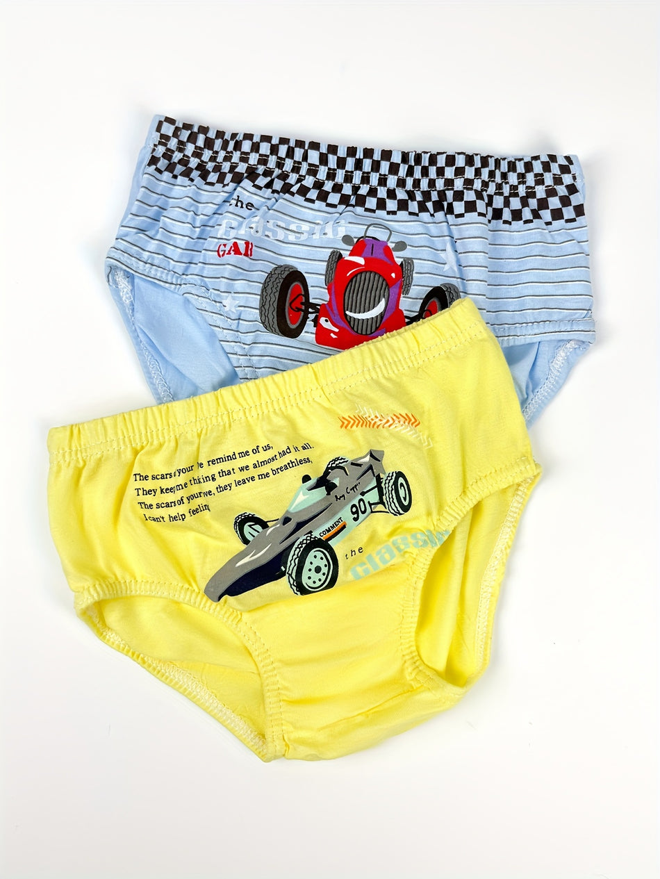 Boys Briefs with Cartoon Flying Car Print - Cyprus