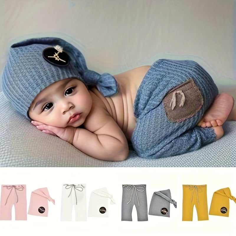 Super-soft 2 τεμαχίων Pants & Cap Set για 0-3 ετών-Αξιολάτρευτο μοτίβο Gingham!