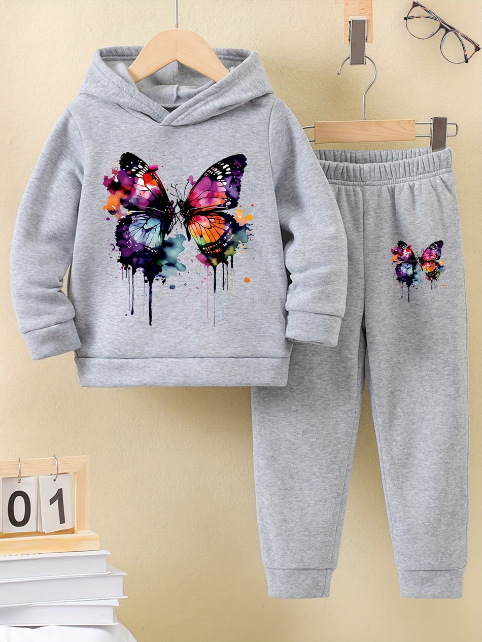 Tie Dye Butterfly Graphic Hoodie Set - Cyprus