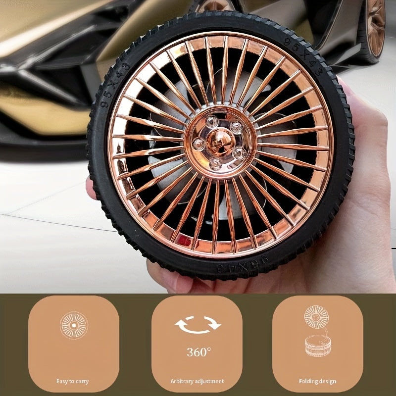 Adjustable Handheld Mini Fan | USB Rechargeable | Retro Wheel Design - Cyprus