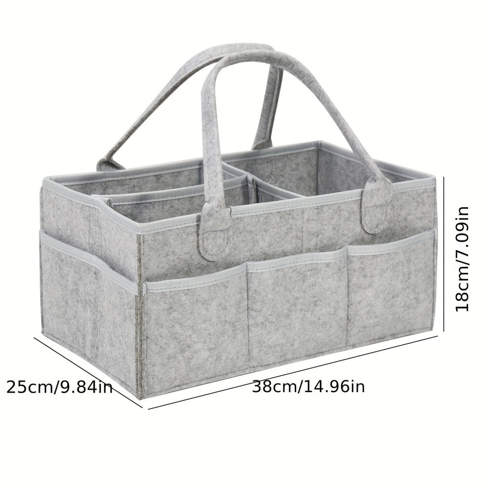 Grey Felt Cloth Mommy Basket Diaper Bag 🖤