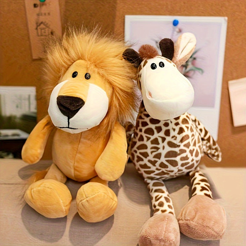 Ensemble de jouets en peluche de jungle: Lion et girafe pour les enfants