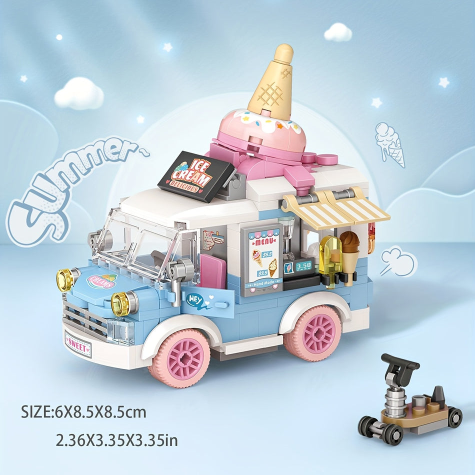 Kawaii Cartoon Ice Cream Car Mini Building Blocks for Girls - Cyprus