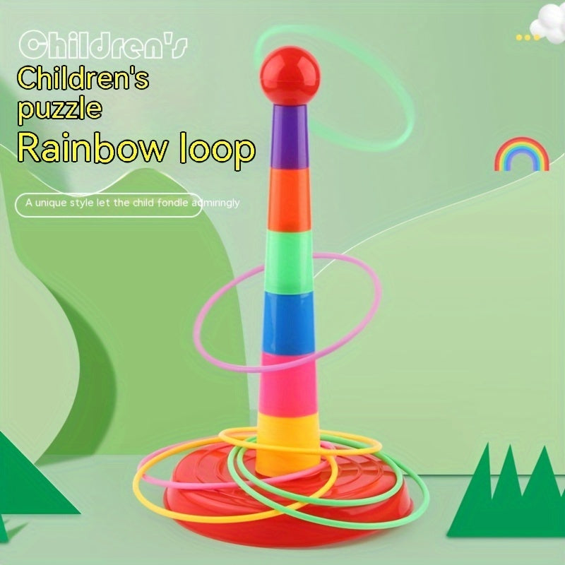 Rainbow Tower Hoop Toy and Ring Toss Game Set - Cyprus