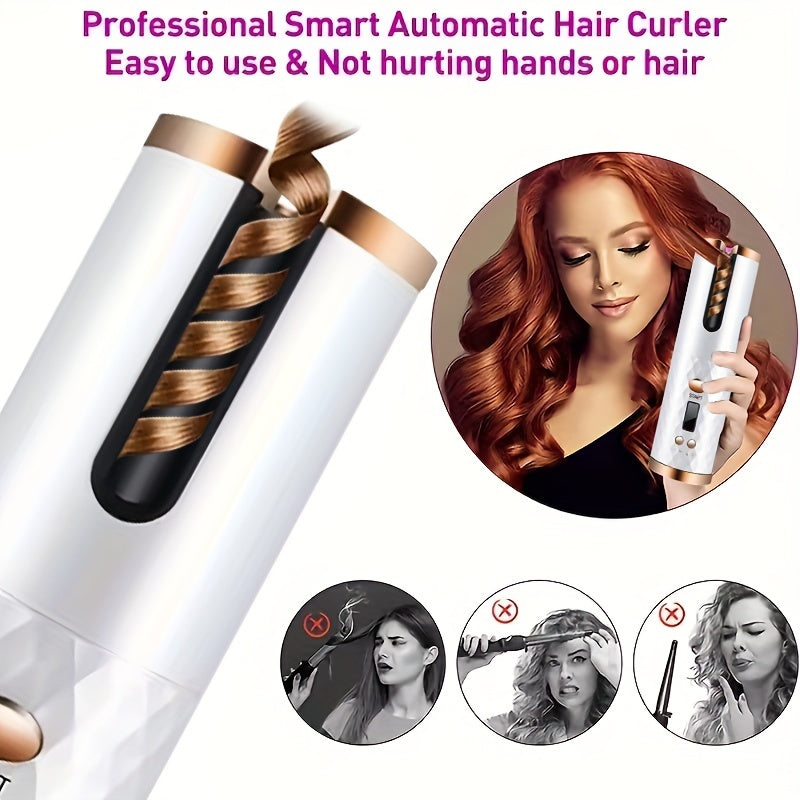 Cordless Automatic Hair Curler with LCD Display and USB Rechargeable Battery - Cyprus