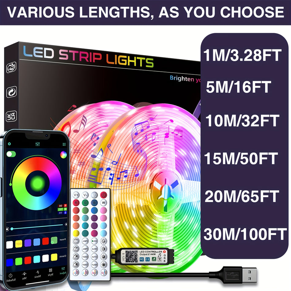 HBOWMDJIA LED Lights For Bedroom, 4.88meter-30.48meter Smart APP Control Music Sync Color Changing Strip Lights With Remote And Timing, for Room Home Party Decoration For Hotel