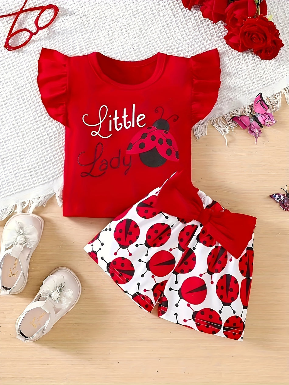 "Little Lady Print 2pcs Outfit Set - Cyprus"