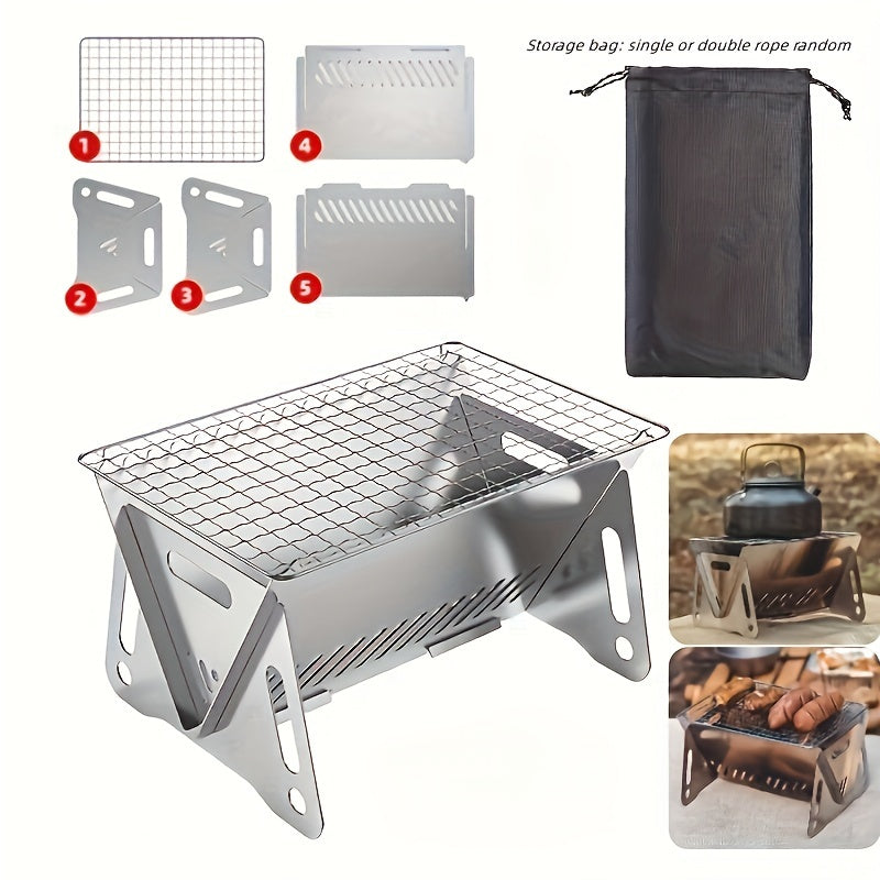 Folding Stainless Steel Camping Stove with Grill Plate - Cyprus