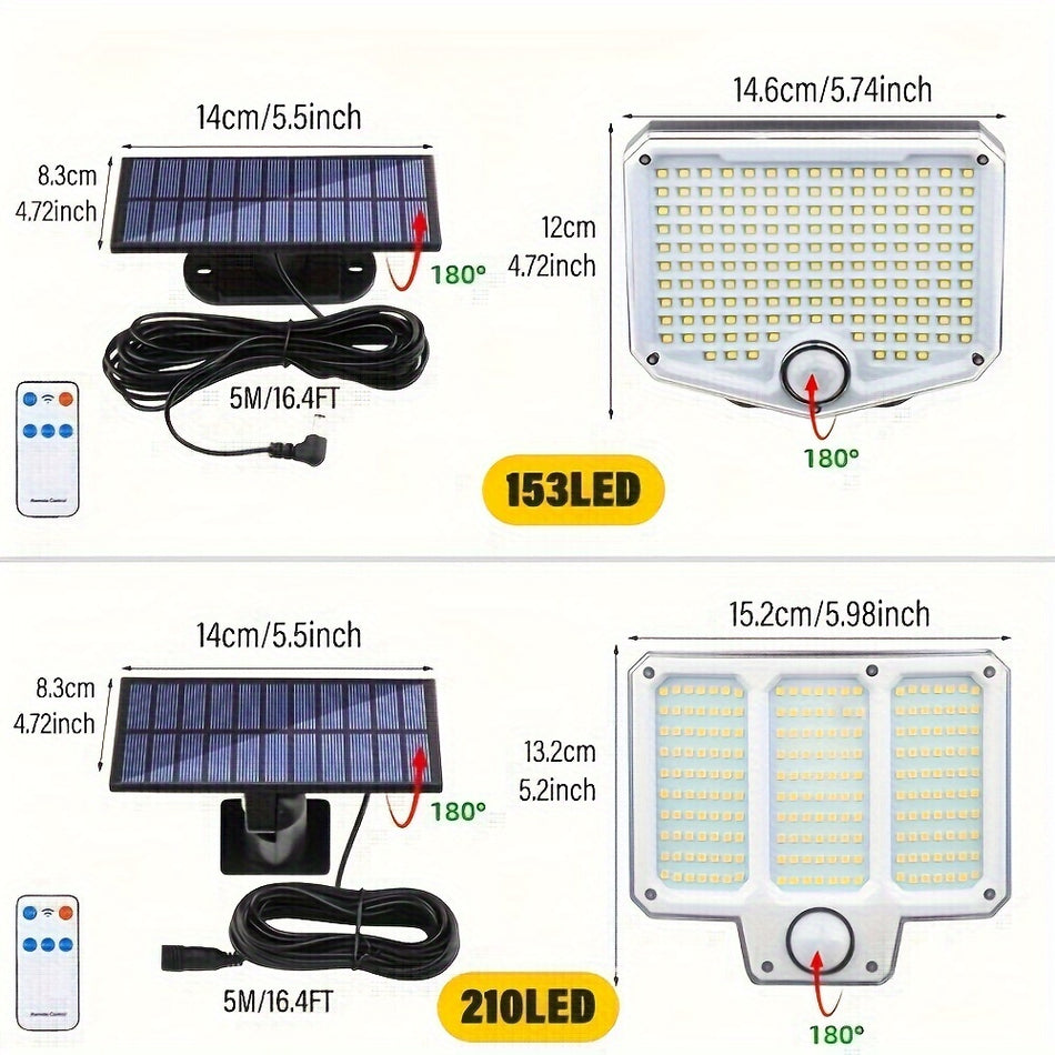 Ayarlanabilir 210 LED Güneş Güvenliği Işığı + Hareket Sensörü - Enerji Verimli Açık Güvenlik Çözümü - Kıbrıs