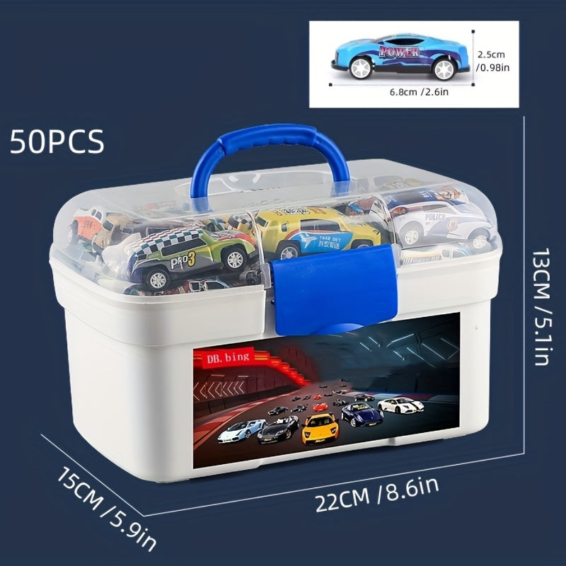 50pcs Mini Alloy Car with Storage Box - Children's Toys, Halloween, Christmas Gift - Cyprus