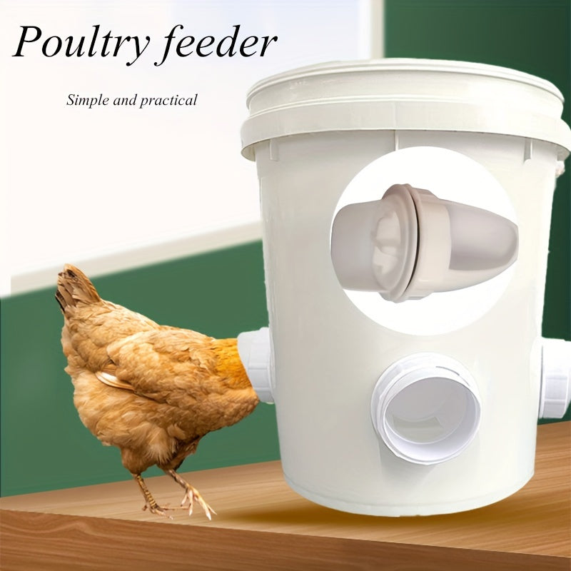 2-Pack Gravity-Fed Poultry Feeder - Durable, Battery-Free Solution for Chickens & Ducks