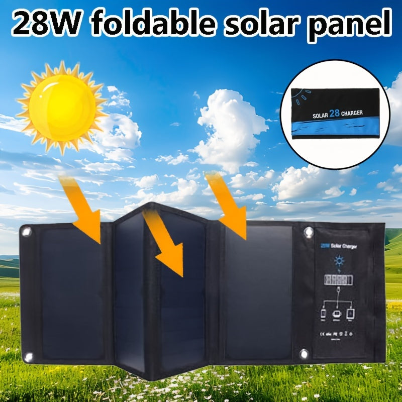 28W Foldable Solar Panel for Phones, RVs & Outdoor Use - Fast Charge - Cyprus