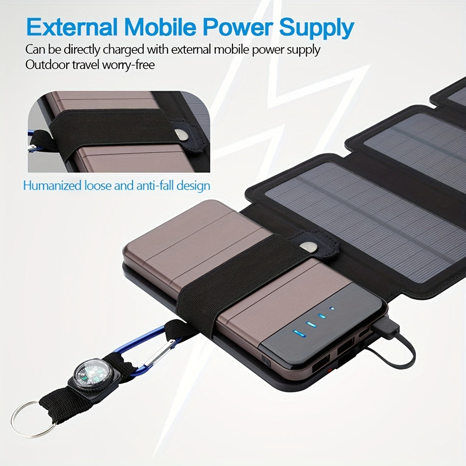 Portable Folding Solar Panels - 5V 2.1A USB Charger for Outdoor Adventures