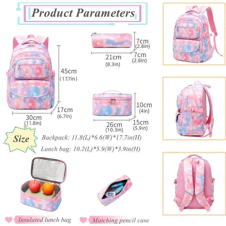 Cute Nylon School Backpack Set - Cyprus