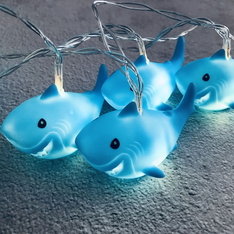 🔵 Underwater Shark LED String Lights - Ideal for Summer and Birthday Parties - Battery Powered - Cyprus