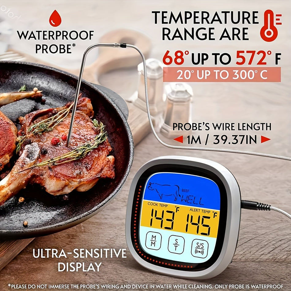 Digital Barbecue Meat Thermometer with Touch Screen & Timer - Cyprus