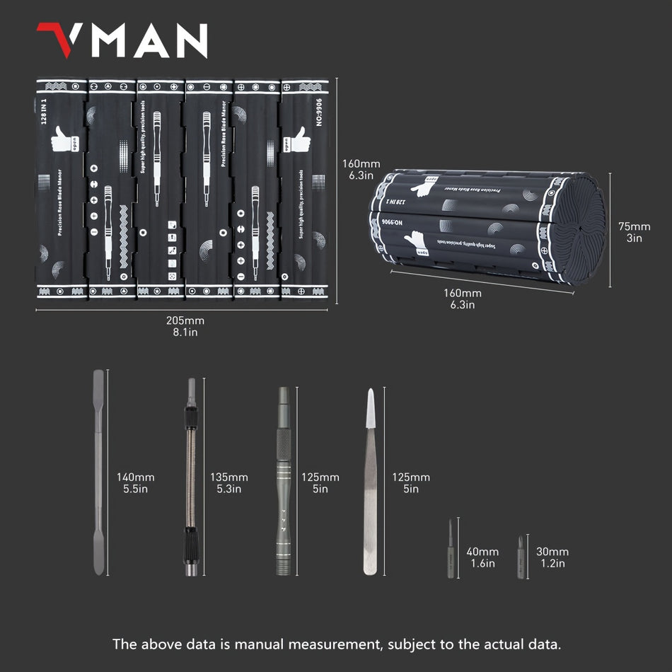 1pc 128 in 1 Präzisionsschraubendreher -Set, Magnetfahrer -Kit mit flexibler Welle, professionelles Magnetreparaturwerkzeugkit für Computer, Laptop, Xbox, Spielekonsole, Männer -Tools Geschenk