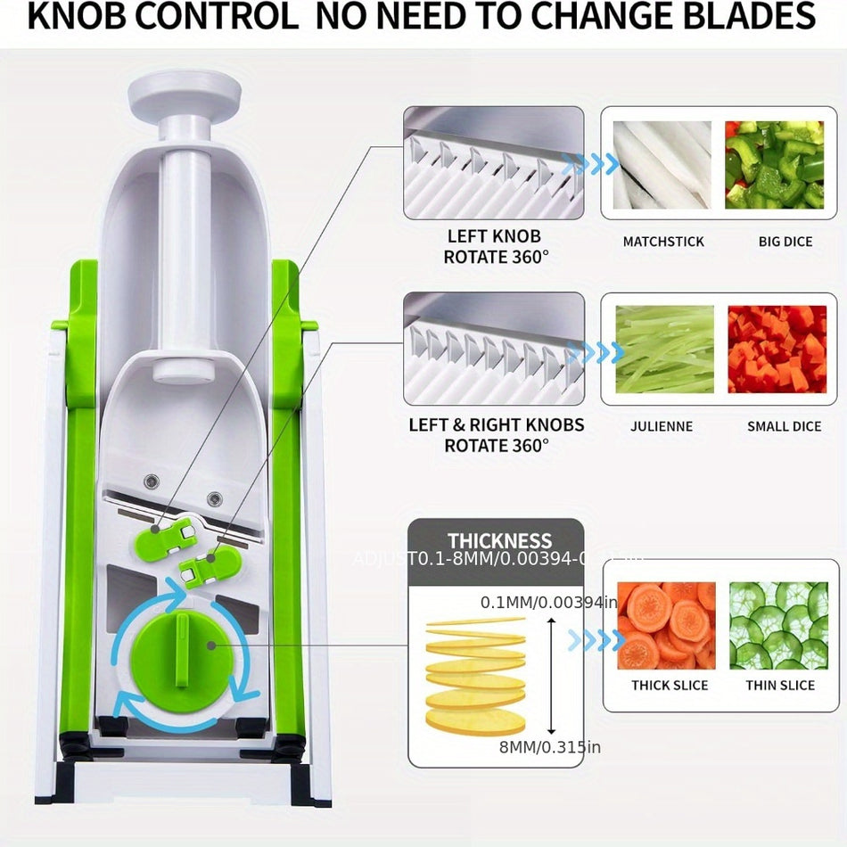 Professional Adjustable Mandoline Slicer & Vegetable Chopper - Safe Finger Design