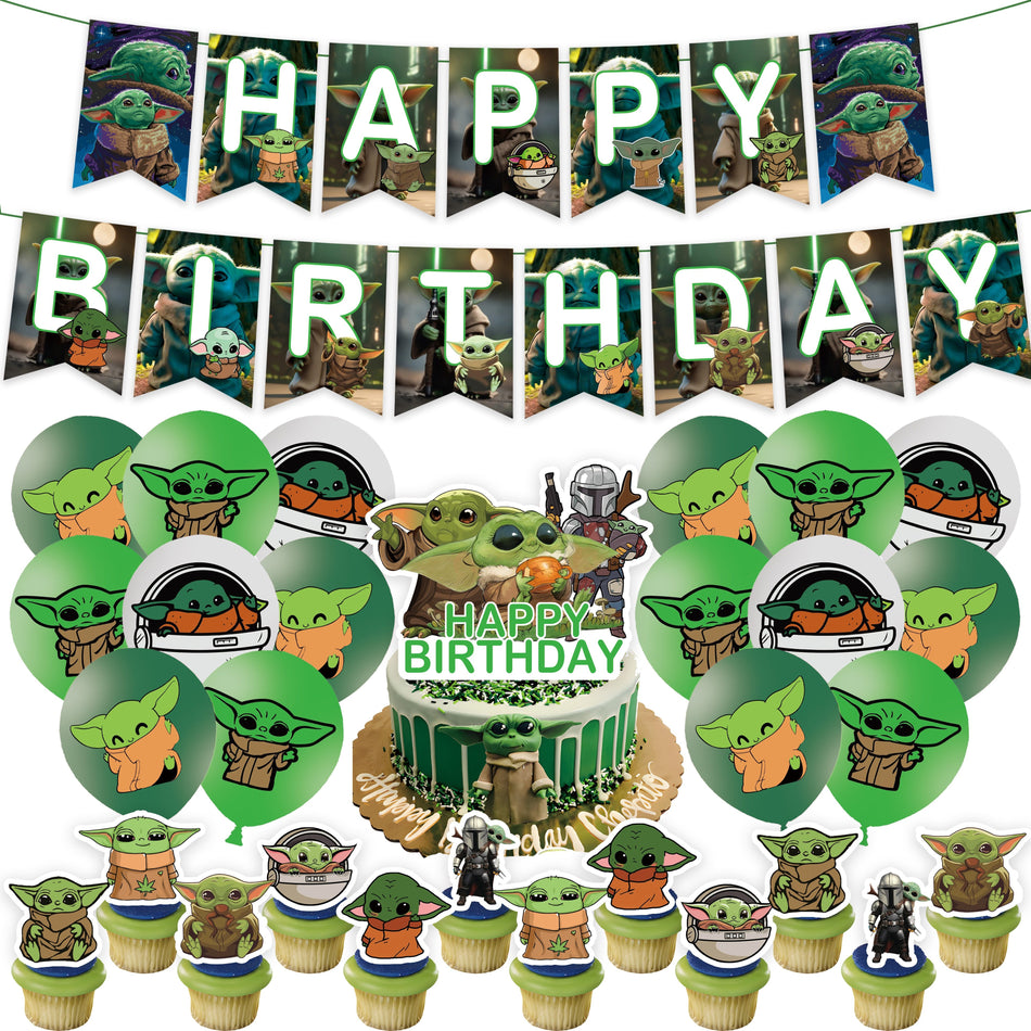 Baby Yoda Birthday Party Kit - Banner, Cake Toppers & Balloons - Cyprus