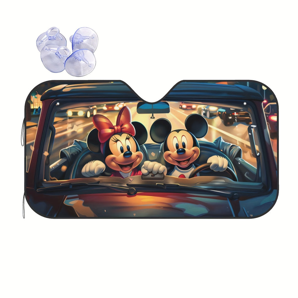 Mickey & Minnie Foldable Windshield Sun Shade - For Cars, SUVs, And Trucks - Cyprus