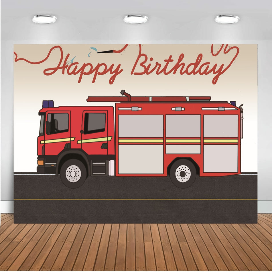 Fire Truck Birthday Party Decoration Backdrop Banner - Cyprus