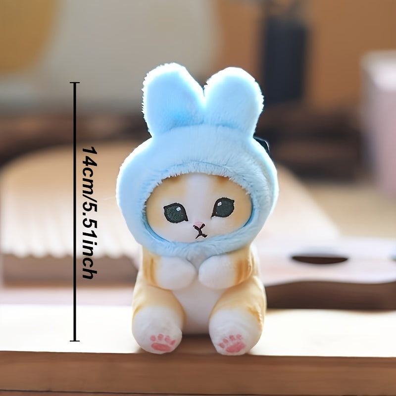 2-Pack Cute Cartoon Cat Plush Keychains for Kids 3-6 Years