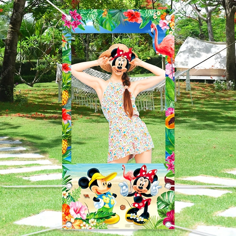 🔵 Disney Mickey ve Minnie temalı fotoğraf kabini çerçevesi - düğünler, doğum günleri ve evrensel kutlamalar için mükemmel - tüysüz ve elektriksiz kullanım - Kıbrıs