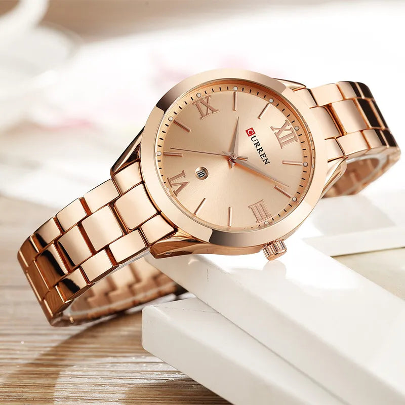 Curren Gold Watch Kadınlar Bayanlar Yaratıcı Çelik Kadınlar Bilezik Saatler Kadın Saat Relogio Feminino Montre Femme